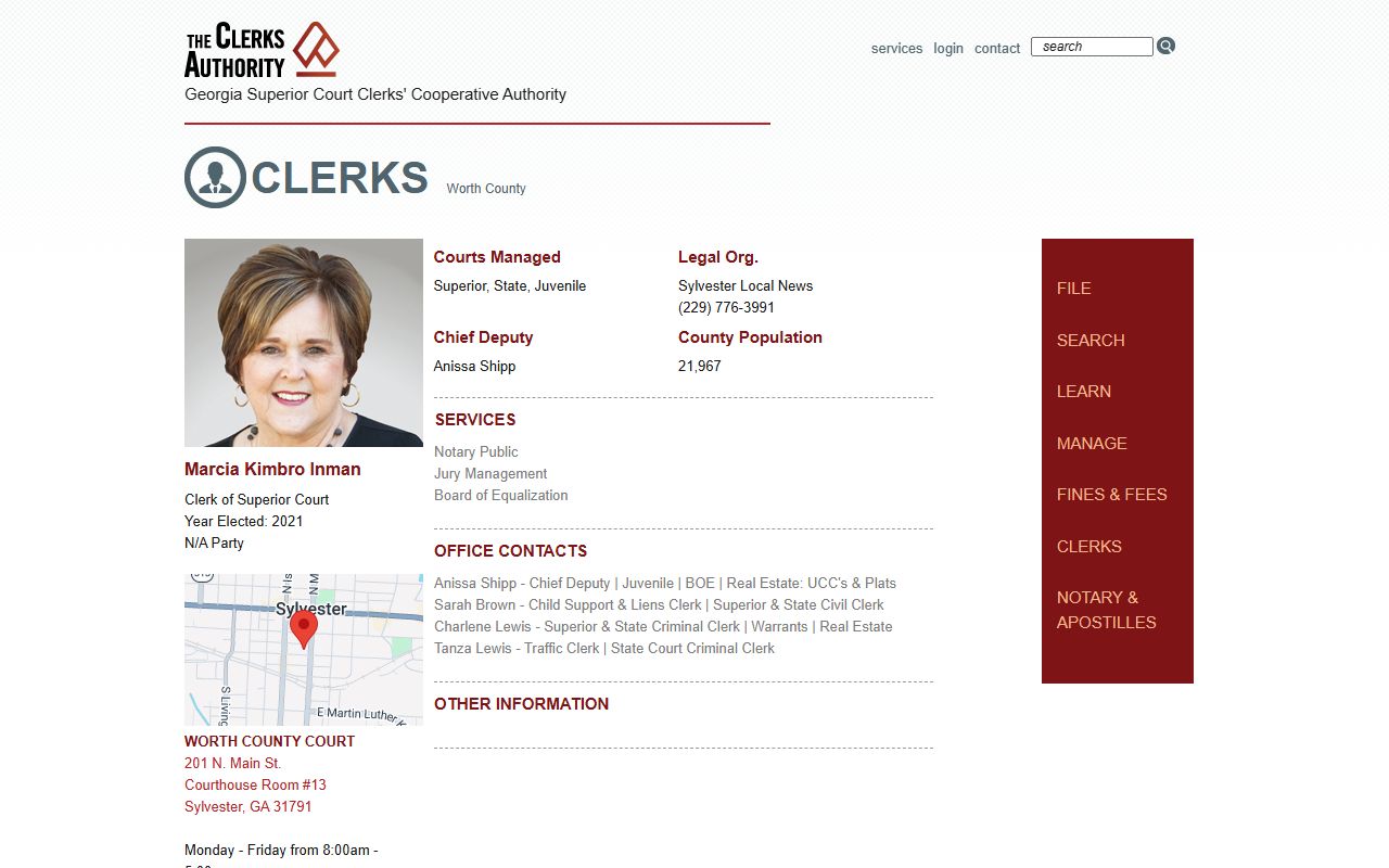 Worth County Clerk of Courts GSCCCA profile