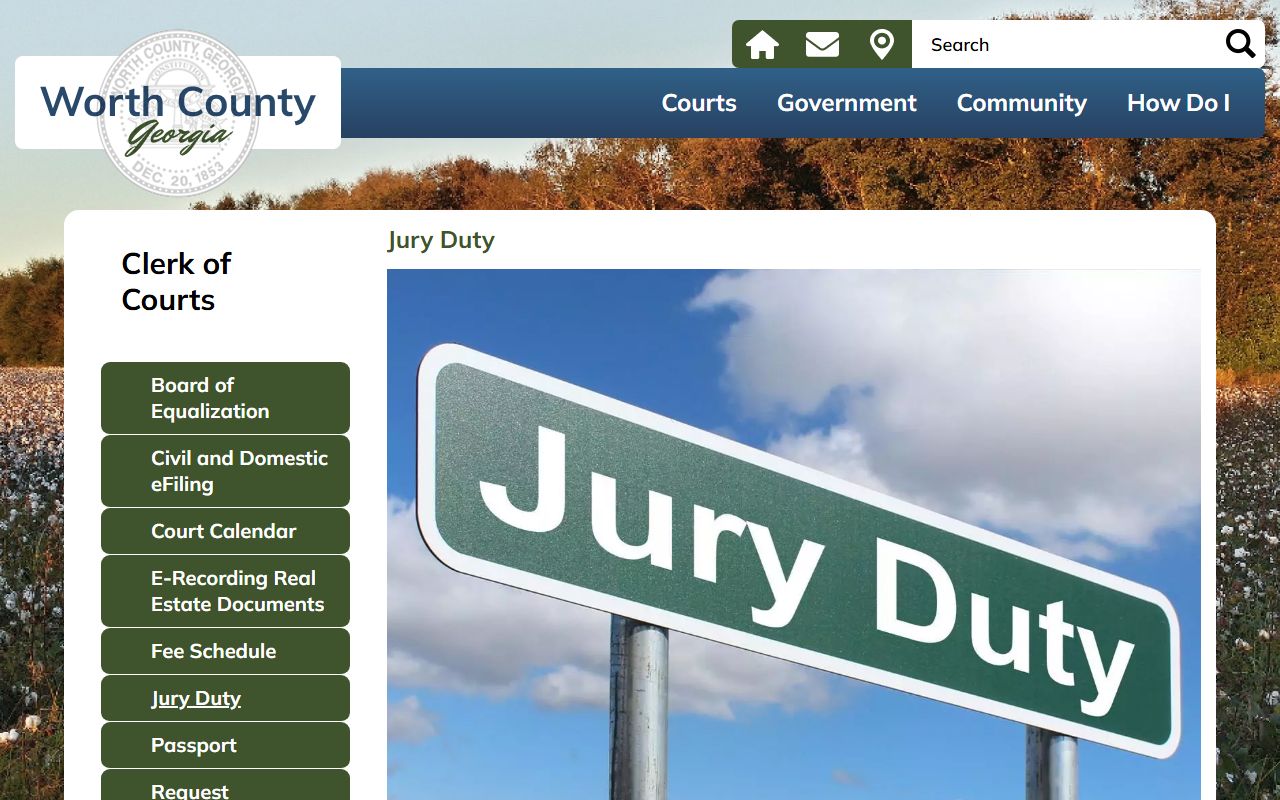 Worth County Clerk of Courts jury duty instructions