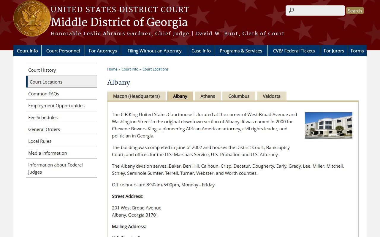 Worth County probate records Albany federal courthouse page