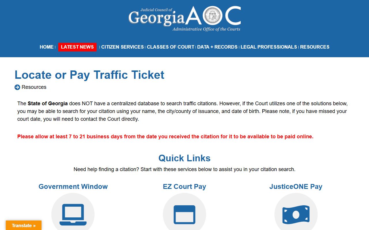 Worth County traffic court records Georgia citation lookup guidance